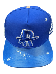 Roughplay rhinestone logo paint splatter snapback hat by ROUGH PLAY