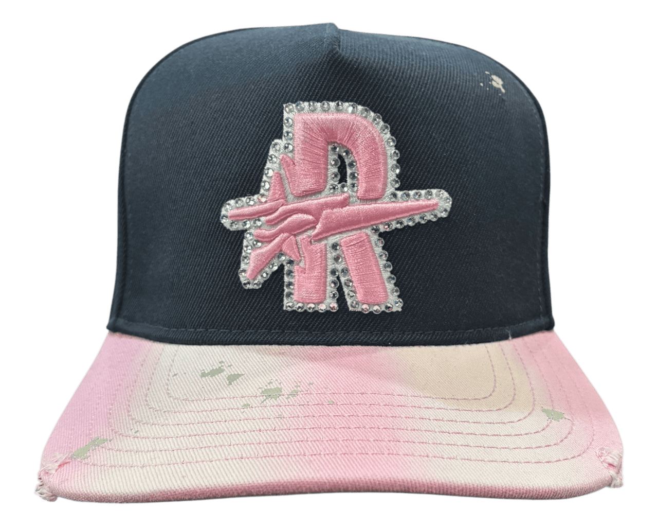 Roughplay rhinestone logo paint splatter snapback hat - HATS - Cityswagusa.com