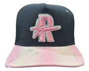 Roughplay rhinestone logo paint splatter snapback hat by ROUGH PLAY