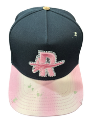 Roughplay rhinestone logo paint splatter snapback hat by ROUGH PLAY