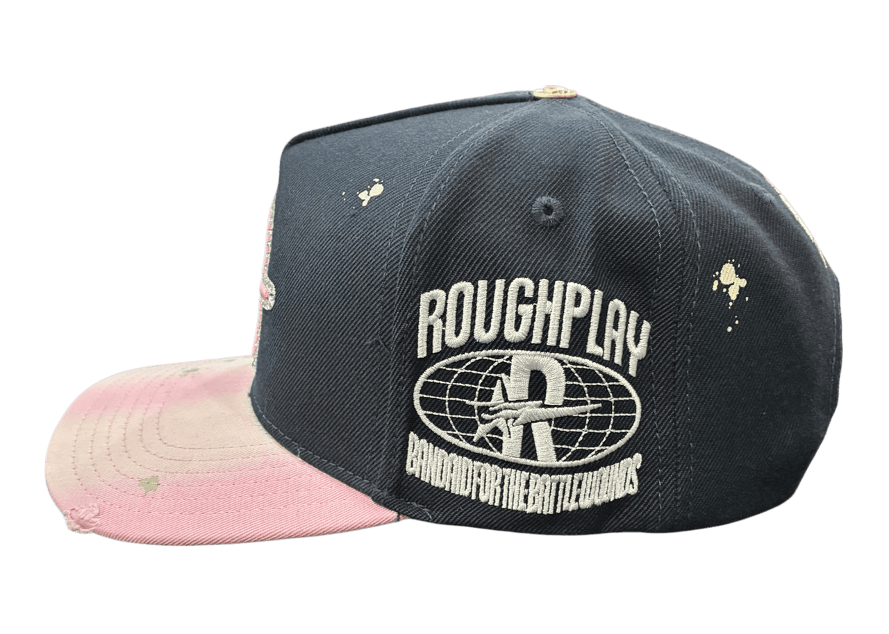 Roughplay rhinestone logo paint splatter snapback hat - HATS - Cityswagusa.com