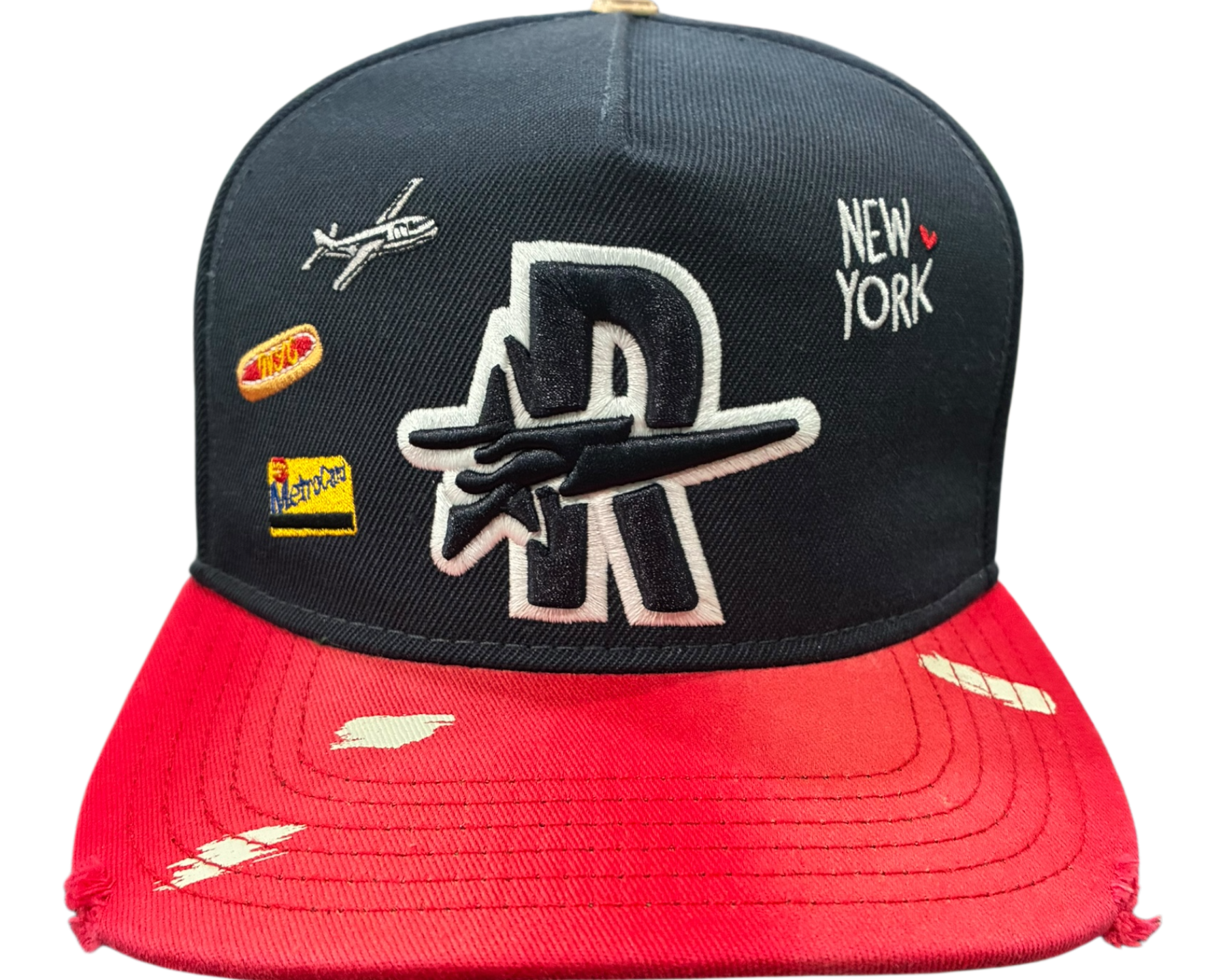 Roughplay ny logos paint splatter snapback hat by ROUGH PLAY