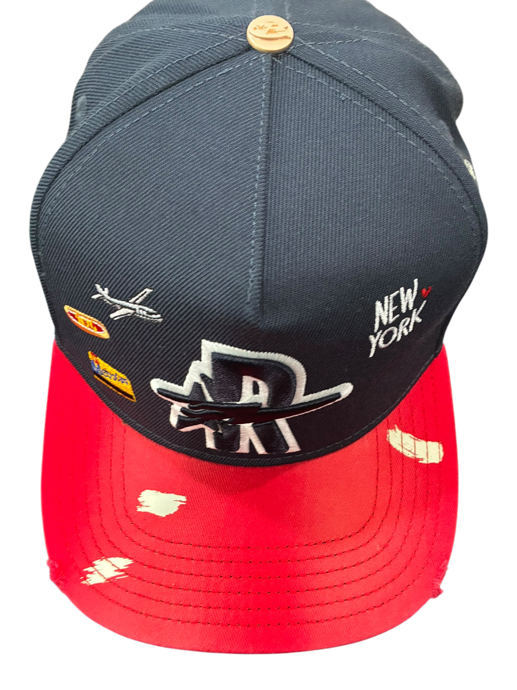 Roughplay ny logos paint splatter snapback hat by ROUGH PLAY