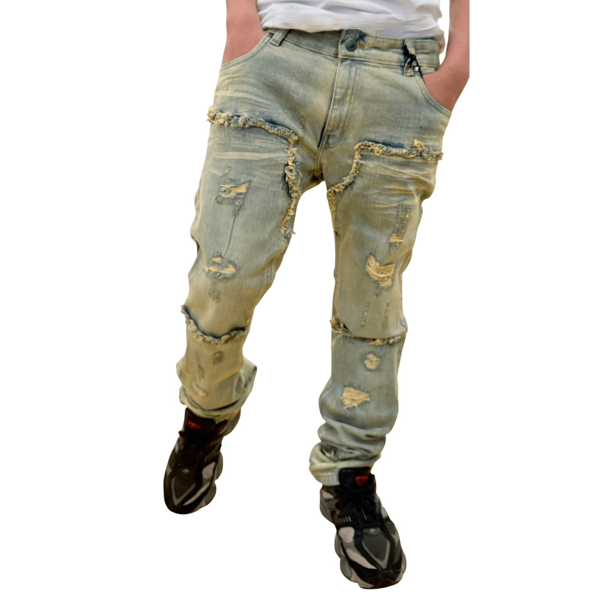 Dash heavy distressed stretch denim - DENIM - Cityswagusa.com