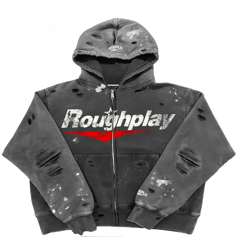 Roughplay logo zip up hoodie by ROUGH PLAY