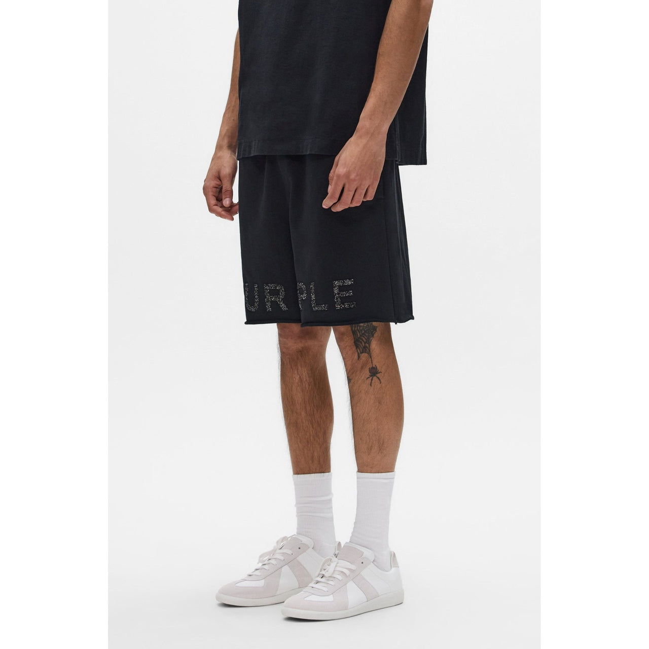 Purple brand crystal textured logo french terry shorts - SHORTS - Cityswagusa.com