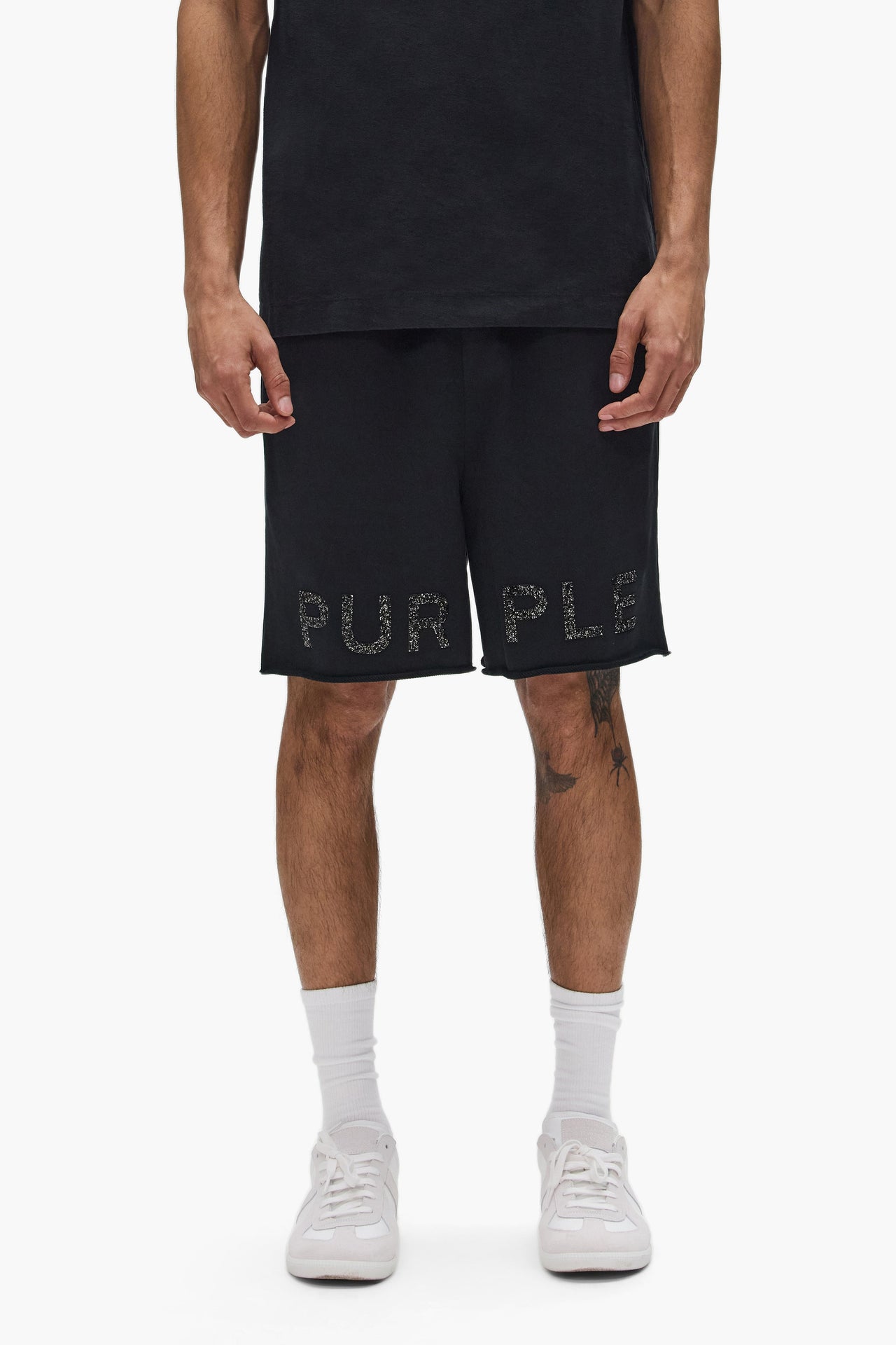 Purple brand crystal textured logo french terry shorts by PURPLE BRAND