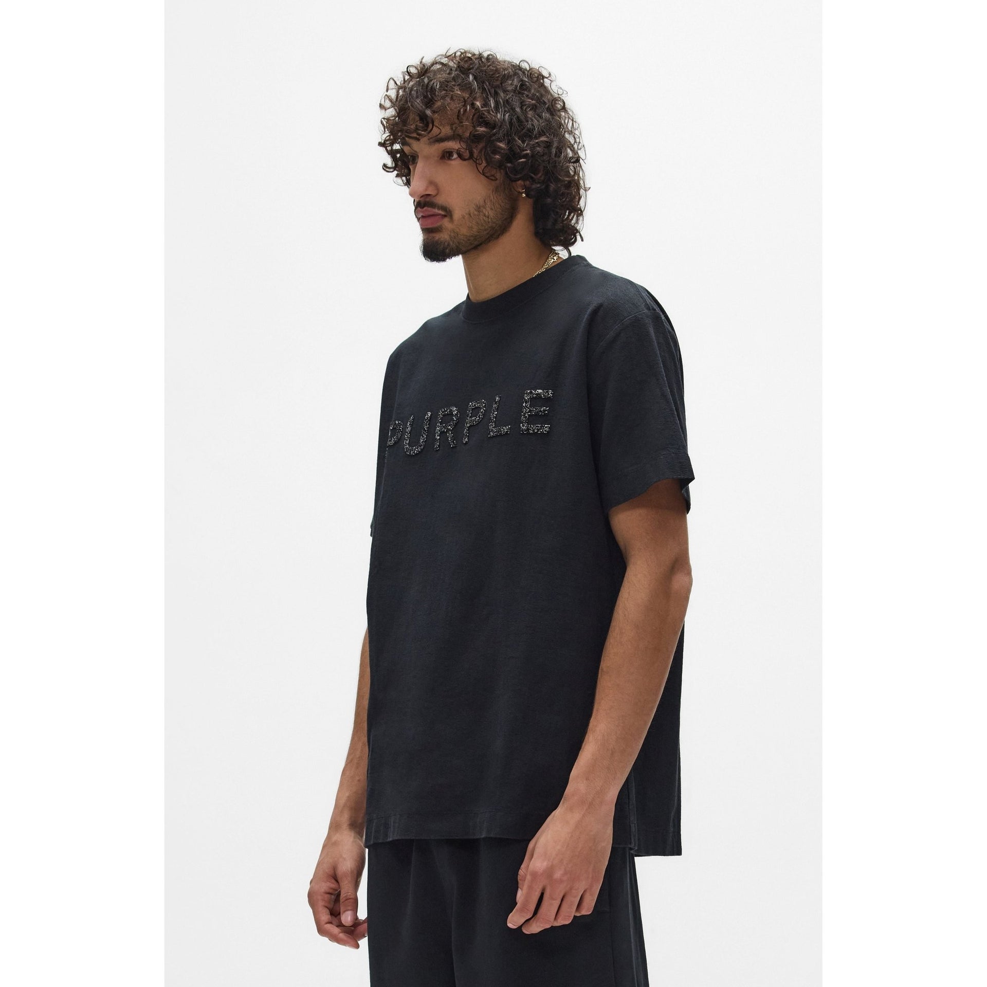 Purple brand crystal textured logo crewneck t-shirt - T-SHIRT - Cityswagusa.com