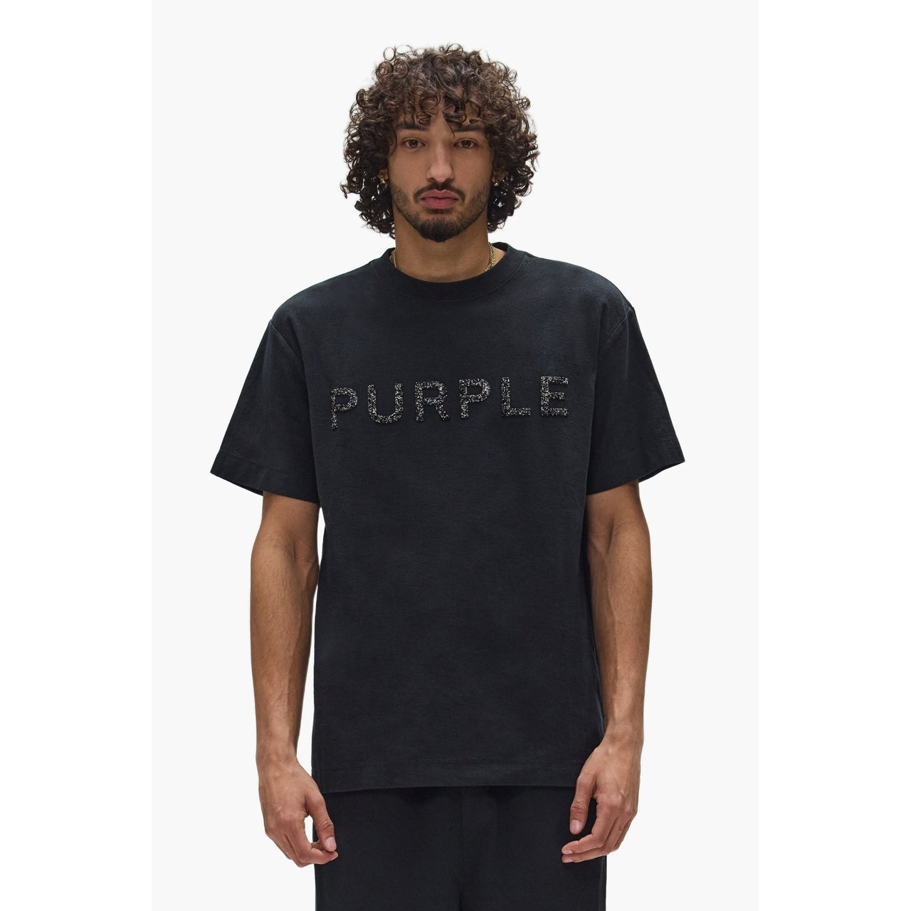 Purple brand crystal textured logo crewneck t-shirt by PURPLE BRAND