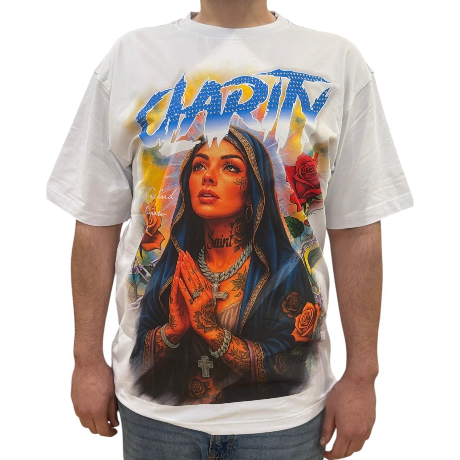 Pj Mark relaxed fit clarity graphic rhinestone t-shirt - T - SHIRT - Cityswagusa.com