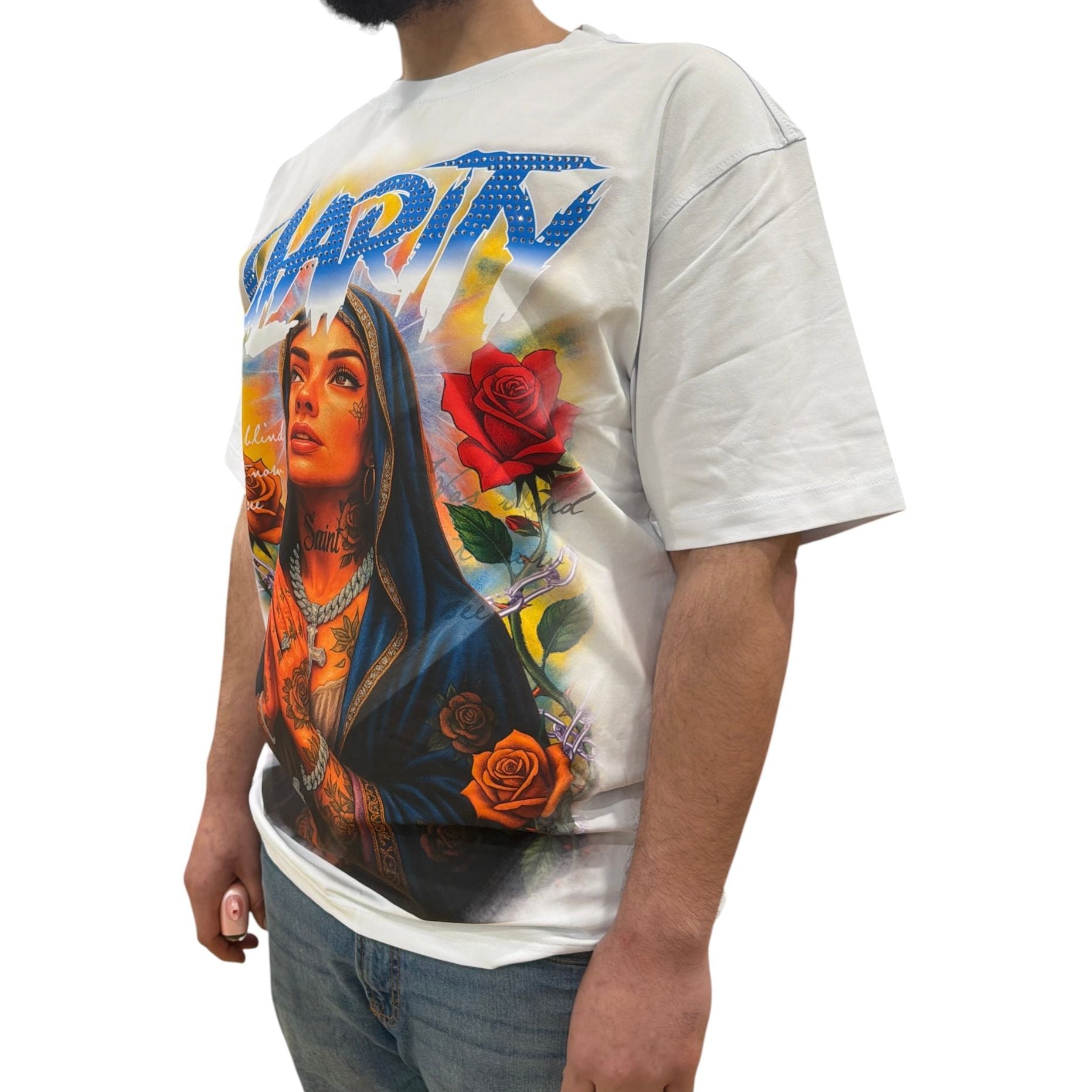 Pj Mark relaxed fit clarity graphic rhinestone t-shirt - T - SHIRT - Cityswagusa.com