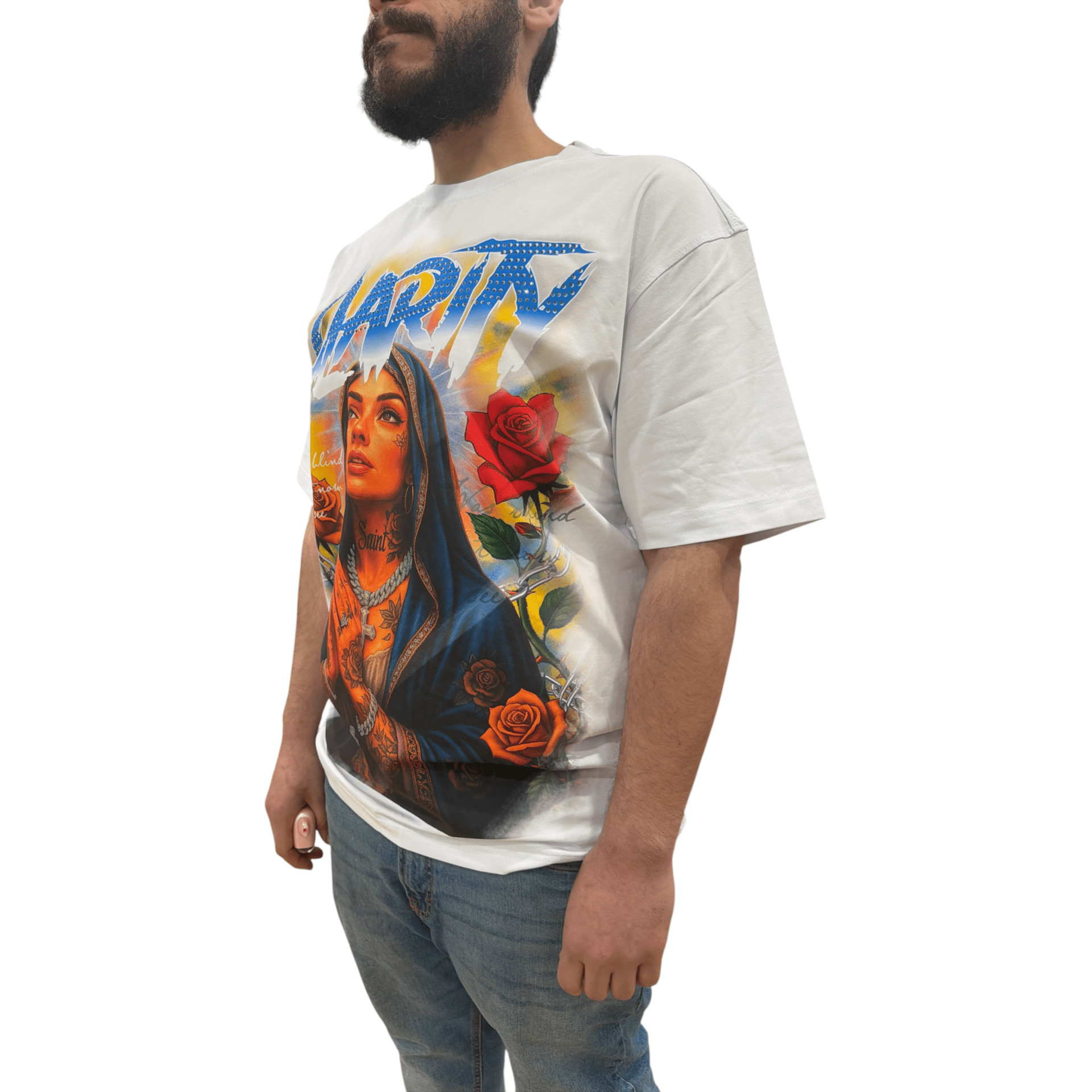 Pj Mark relaxed fit clarity graphic rhinestone t-shirt - T - SHIRT - Cityswagusa.com