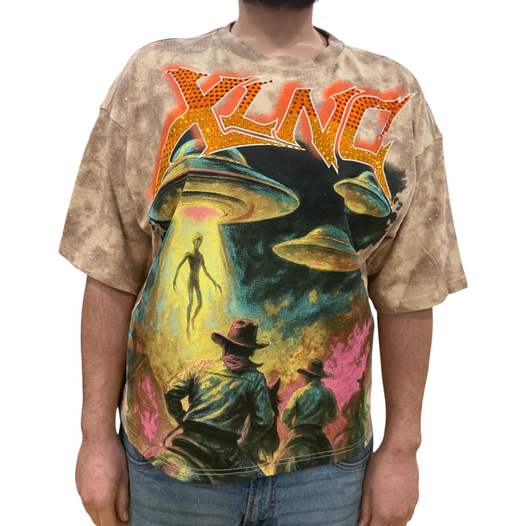 PJ Mark relaxed fit XLNC graphic rhinestone sparkly t-shirt - T - SHIRT - Cityswagusa.com