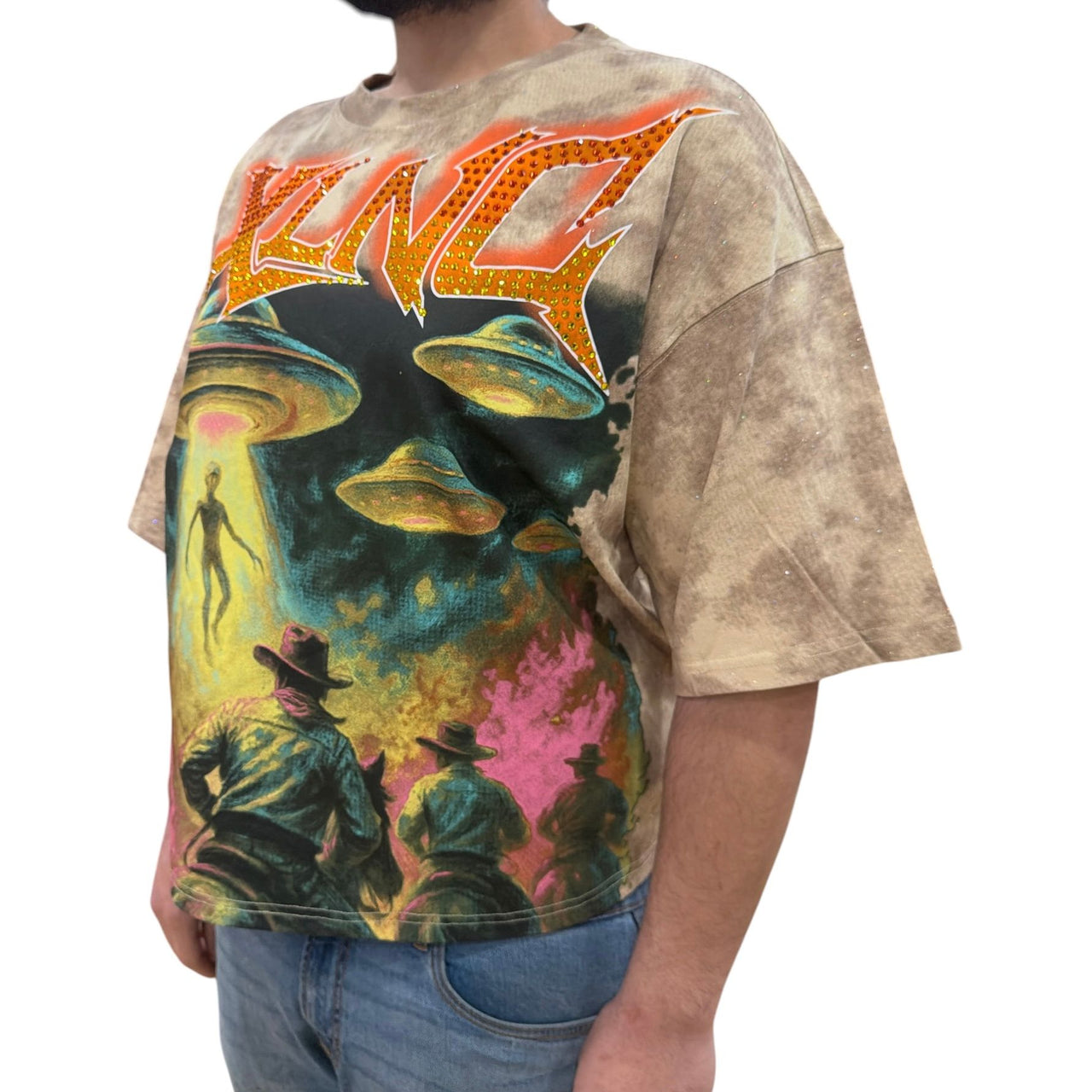 PJ Mark relaxed fit XLNC graphic rhinestone sparkly t-shirt - T - SHIRT - Cityswagusa.com