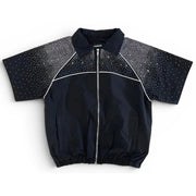 Kindred rhinestone nylon zip up shirt - SHIRT S/S - Cityswagusa.com