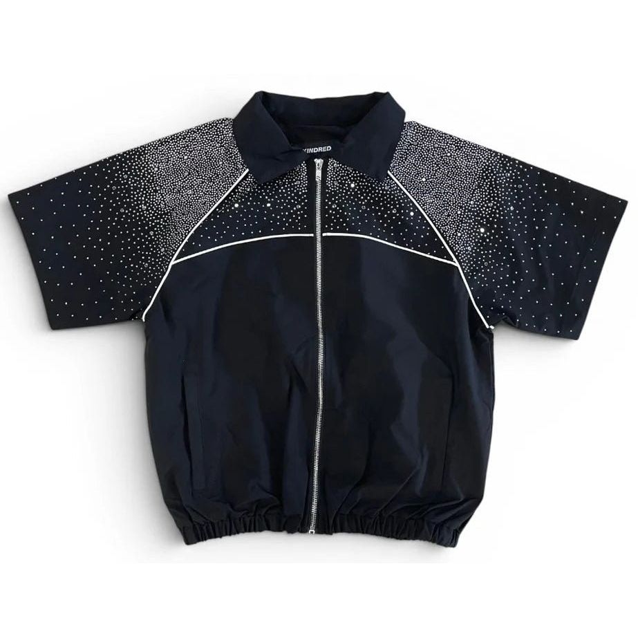 Kindred rhinestone nylon zip up shirt - SHIRT S/S - Cityswagusa.com