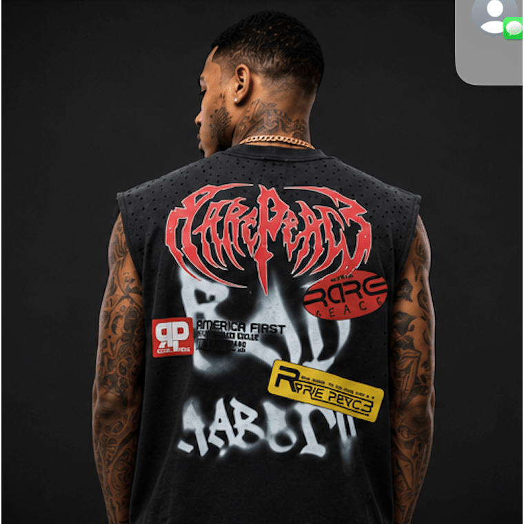 Rare Peace clown rhinestone cut off sleeves t-shirt - T-SHIRT - Cityswagusa.com