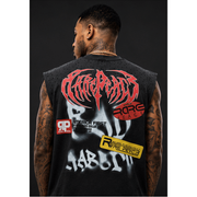 Rare Peace clown rhinestone cut off sleeves t-shirt - T-SHIRT - Cityswagusa.com