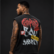 Rare Peace clown rhinestone cut off sleeves t-shirt - T-SHIRT - Cityswagusa.com