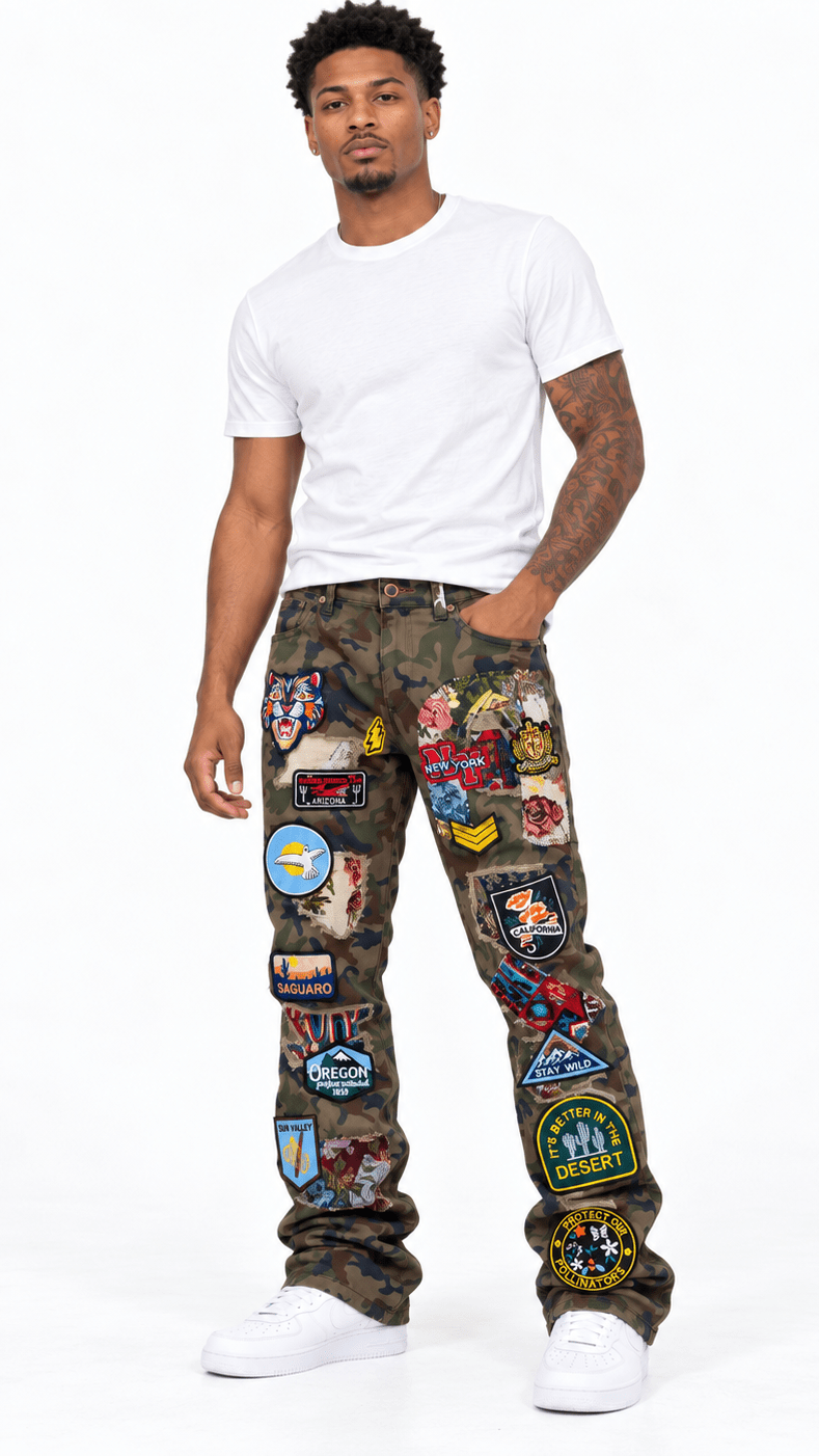 Focus patchwork stacked denim - DENIM - Cityswagusa.com