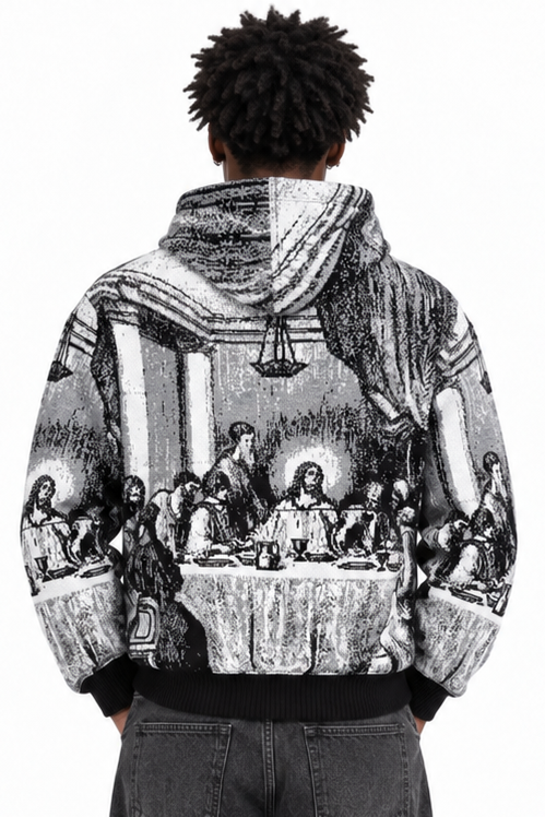 One in a million knit last supper pullover hoodie by ONE IN A MILLION