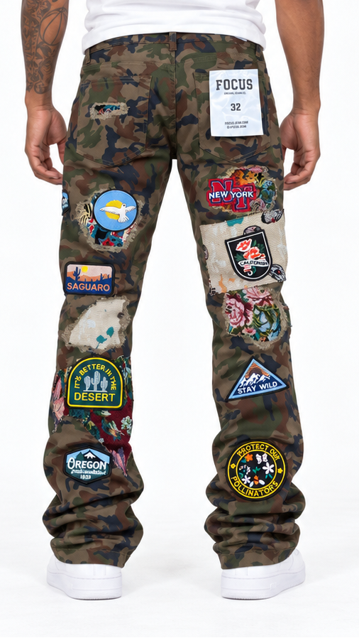 Focus patchwork stacked denim by FOCUS