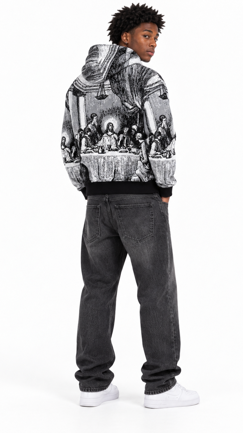 One in a million knit last supper pullover hoodie by ONE IN A MILLION