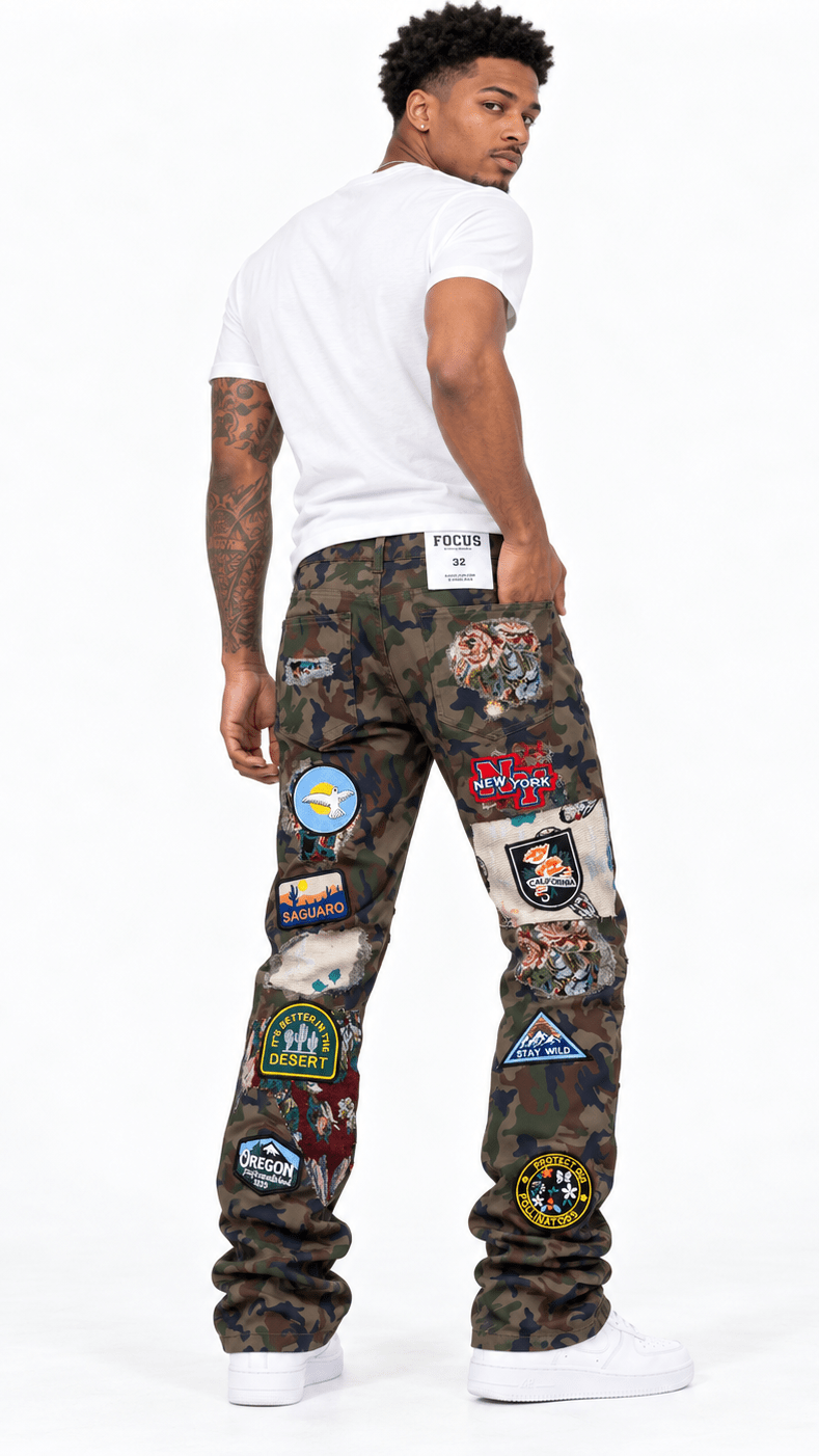Focus patchwork stacked denim - DENIM - Cityswagusa.com