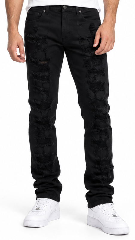focus distressed stacked denim by FOCUS