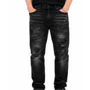 M.society slim straight fit rip and repair denim - DENIM - Cityswagusa.com