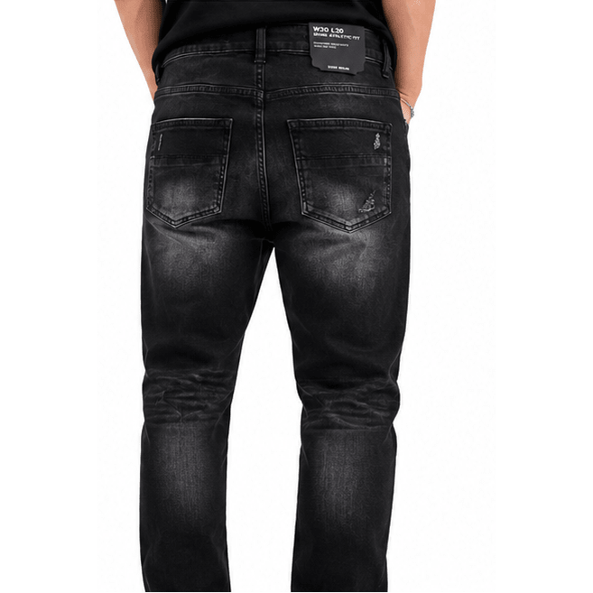 M.society slim straight fit rip and repair denim - DENIM - Cityswagusa.com