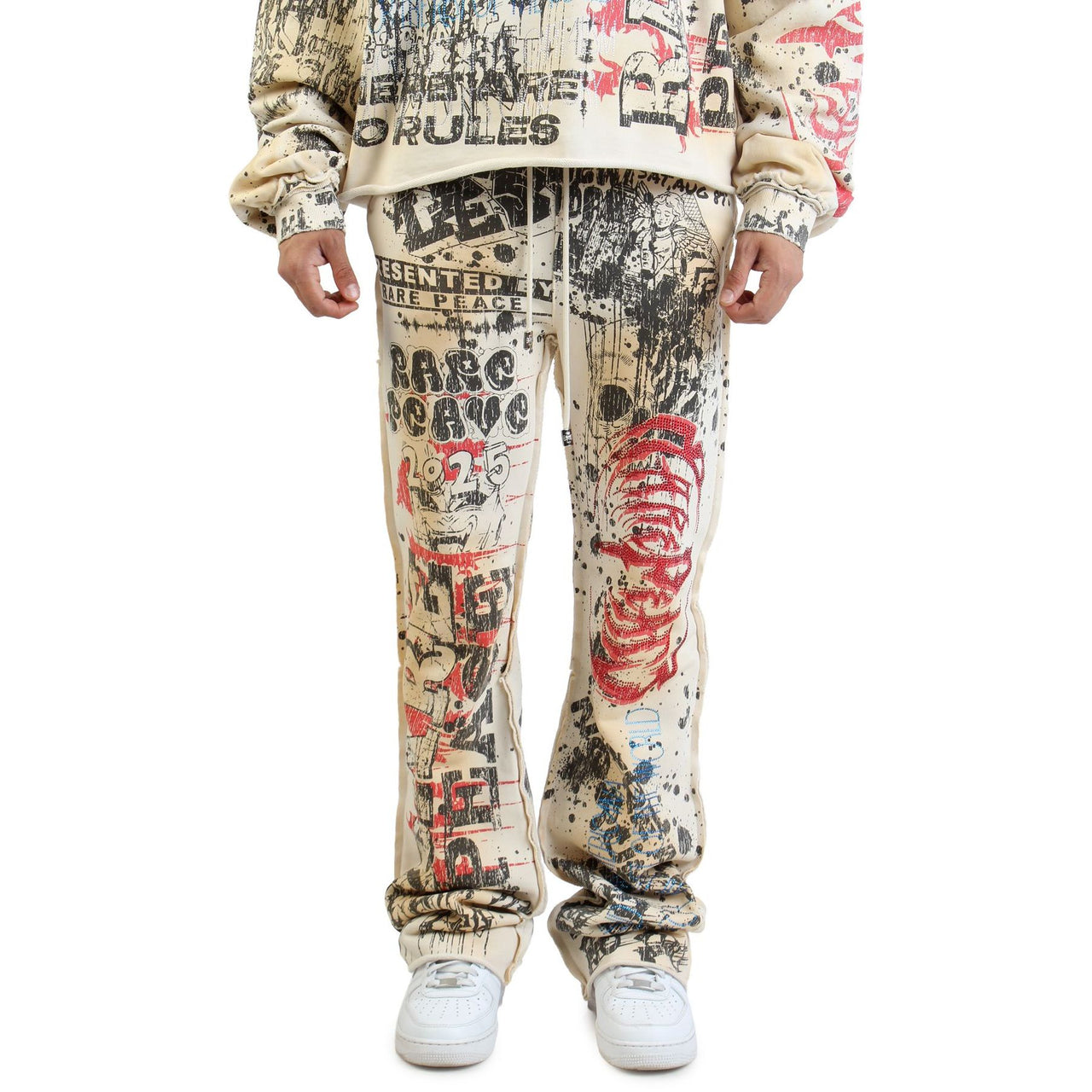 Rare peace digital print rhinestone sweatpants - SWEAT PANT - Cityswagusa.com