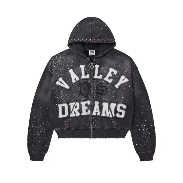 Vale forver classico rhinestone hoodie - SMALL / BLACK - HOODIE