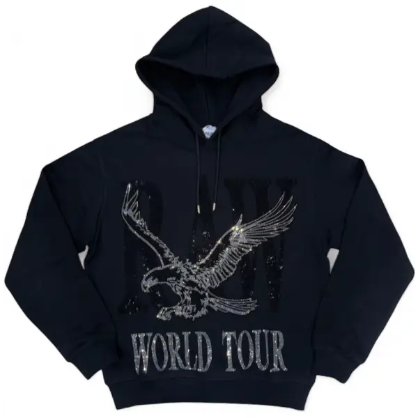 Black label X Rawyalty raw world tour bling hoodie - HOODIE