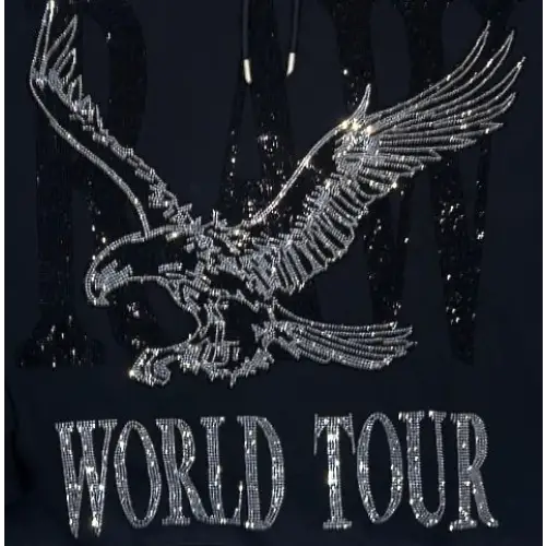 Black label X Rawyalty raw world tour bling hoodie - HOODIE