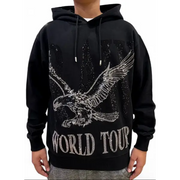 Black label X Rawyalty raw world tour bling hoodie - SMALL / BLACK - HOODIE