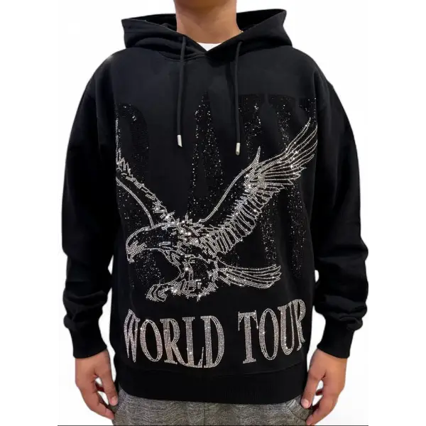 Black label X Rawyalty raw world tour bling hoodie - SMALL / BLACK - HOODIE