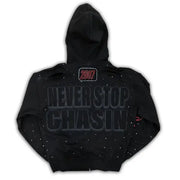Chasin worldwide never stop rhinestone zip up hoodie - HOODIE