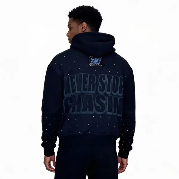 Chasin worldwide never stop rhinestone zip up hoodie - HOODIE