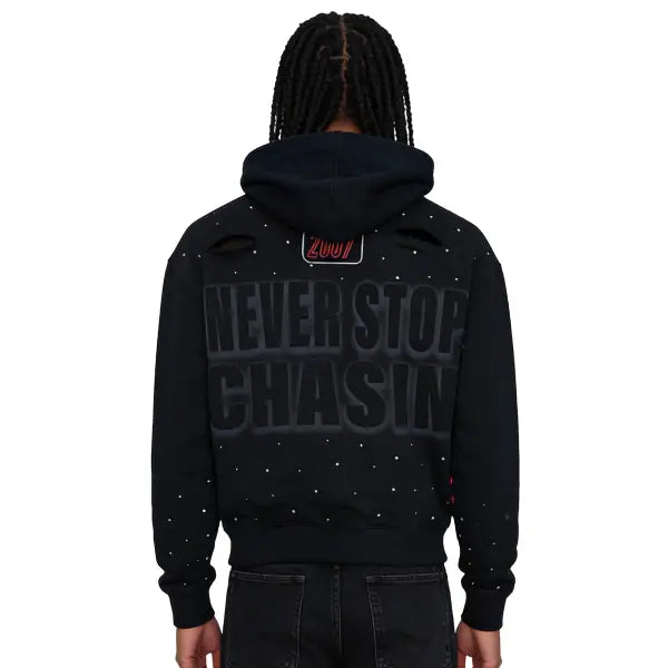 Chasin worldwide never stop rhinestone zip up hoodie - HOODIE