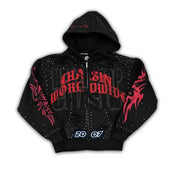 Chasin worldwide never stop rhinestone zip up hoodie - HOODIE