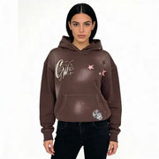 Chasin worldwide starry hoodie - SMALL / BROWN - HOODIE