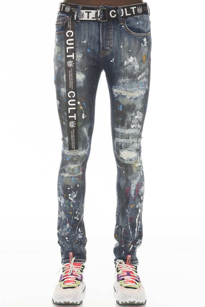 Cult Of Individuality Punk Super Skinny Stretch W/Acia Belt Denim - ECtrendsetters