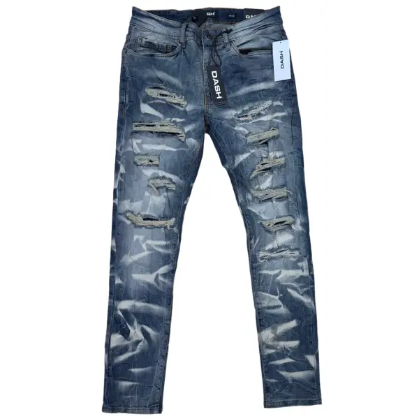 Dash ripped bleach wash slim fit denim - DENIM