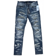 Dash ripped bleach wash slim fit denim - DENIM