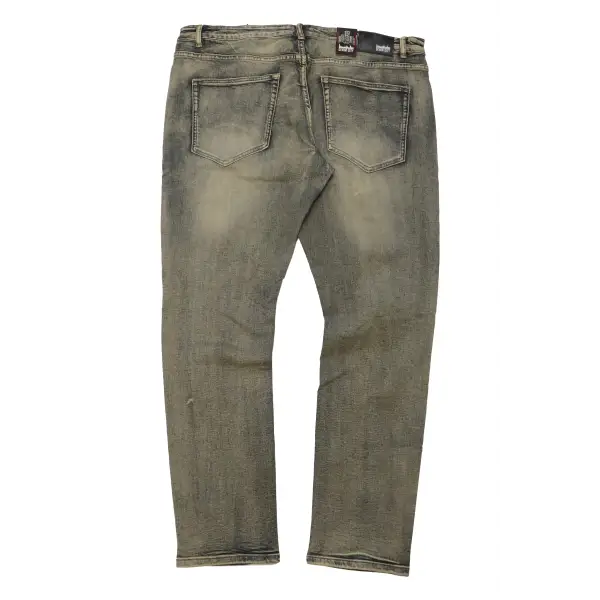 Denim City Slit Knee Ripped Denim - Bold and Comfortable Denim with Distressed Detailing - DENIM