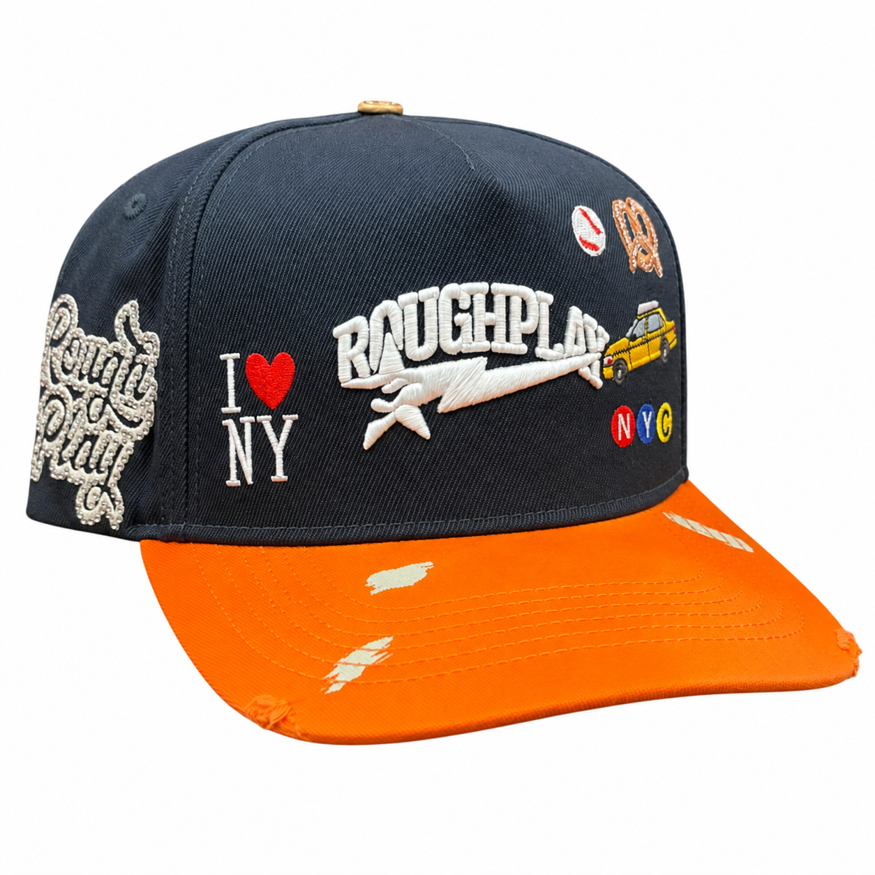Roughplay ny logos paint splatter snapback hat by ROUGH PLAY