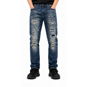 M.society slim straight fit rip and repair denim by M.SOCIETY