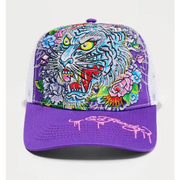 Ed Hardy floral tiger trucker snapback - OSFA / PURPLE - HATS