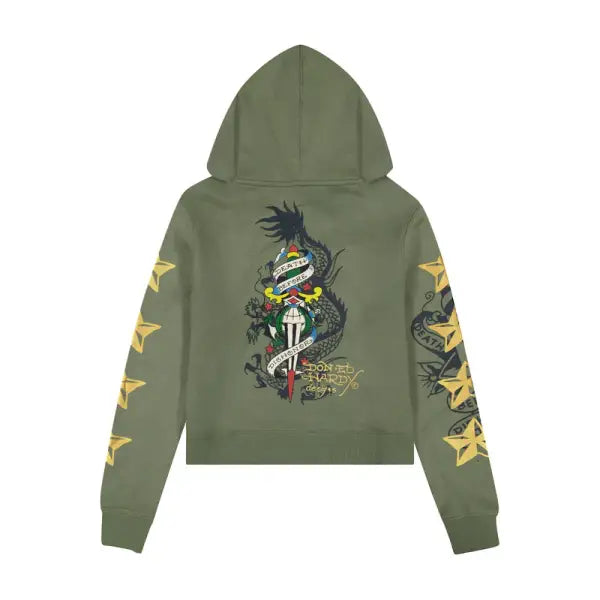 Ed Hardy front cobra flame zip up hoodie - HOODIE